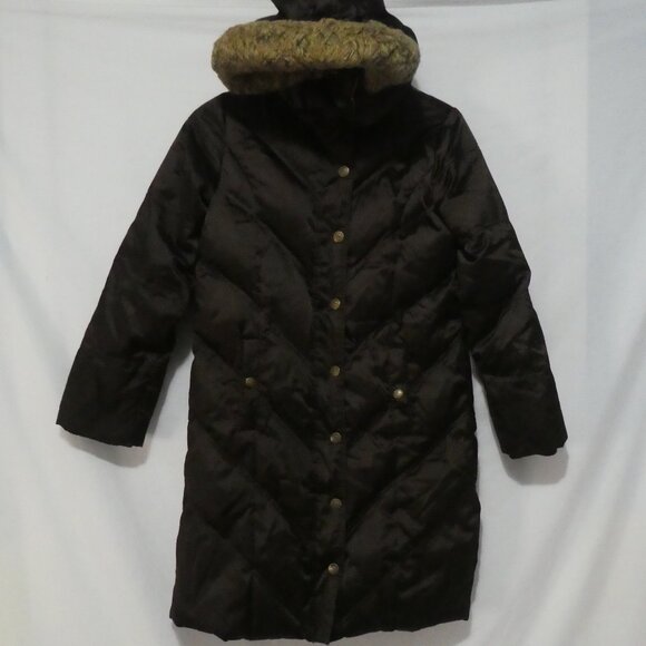 GAP | large (10) | Brown Quilted Hooded Puffer Coat | Removeable Hoodie | GUC - Picture 2 of 15
